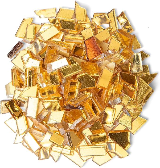 Gold Mixed Irregular Mosaic Glass Mosaic Tiles Pieces, 300g Mosaic DIY Set by ZWCTmosaicdiy