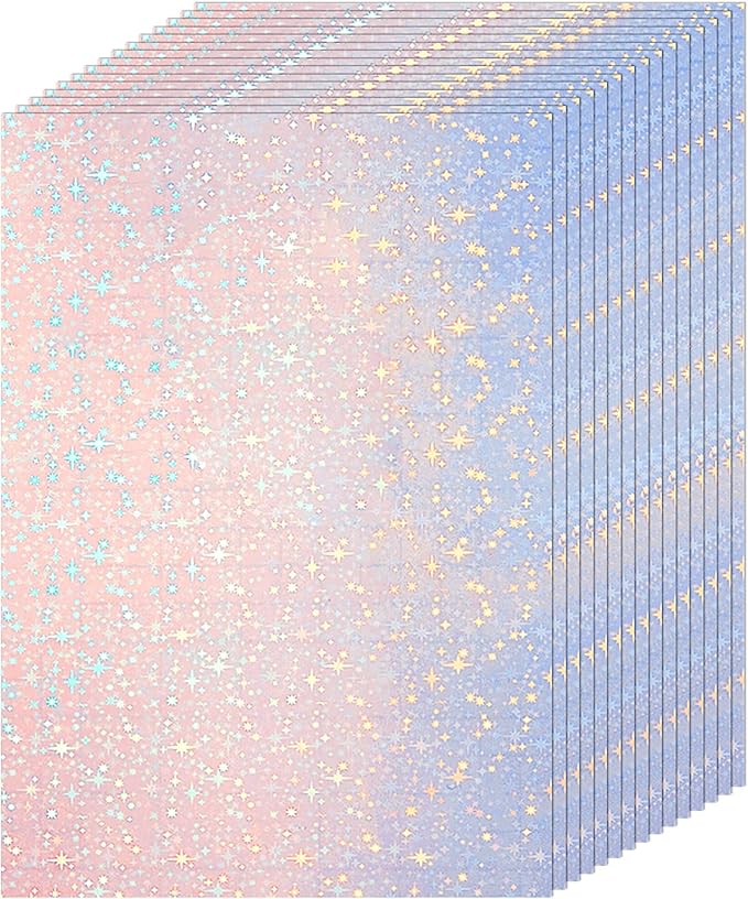 Clabby 36 Sheets Holographic Sticker Paper A4 Vinyl Holographic Laminate Sheets by Clabby