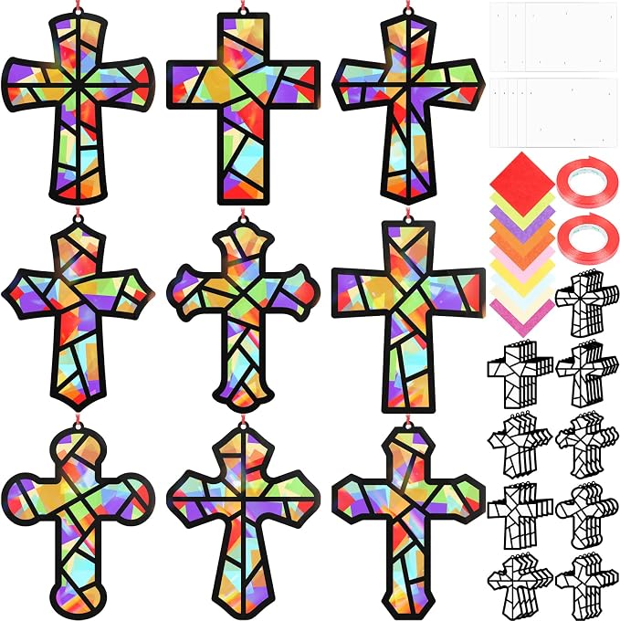 Renbuzhu 48PCS Sunday School VBS Crafts Bulk: Paper Cross Nativity Suncatchers - Image 6