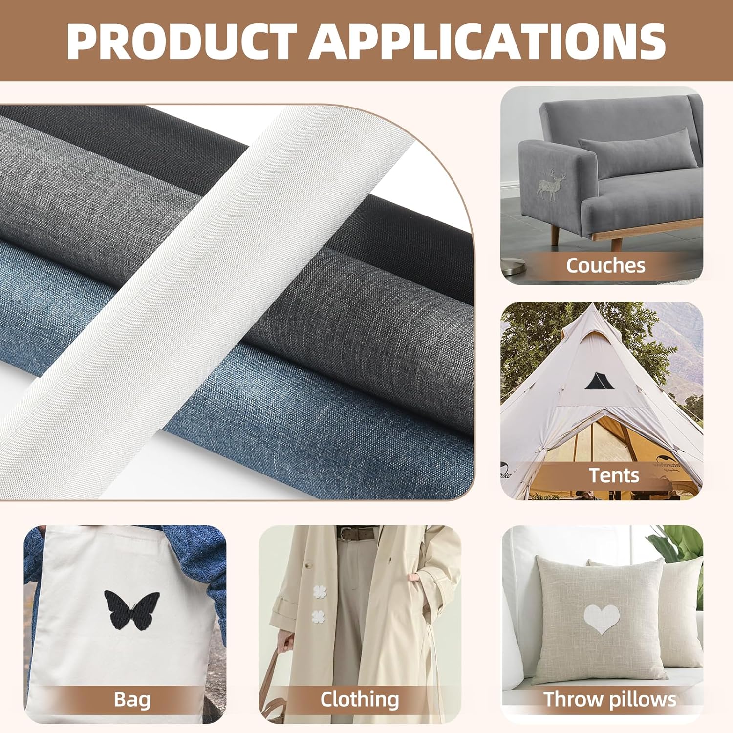 Fabric Repair Patch, 17X79 Inch Fabric Large Repair Tape, Self-Adhesive Patches for Furniture, Sofa, Car Interior, Shoes, Hand Bag, Clothing (Grey, 17X79 Inch)