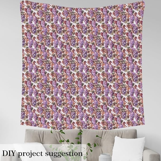 Grapes Fabric by The Yard, Village Grape Leaves Grapevine Soft Flannel - Image 4
