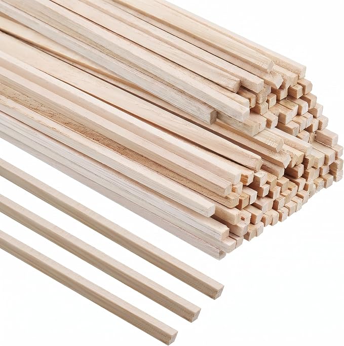 160 Pcs Balsa Wood Strips, 1/8 x 1/8 x 12 Inch Unfinished Soft Wood Sticks by BARSHASPACE
