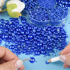 NACHLYNN 6480 Pcs Flat Back Pearl 7 Sizes Half Round Beads Blue - Image 4