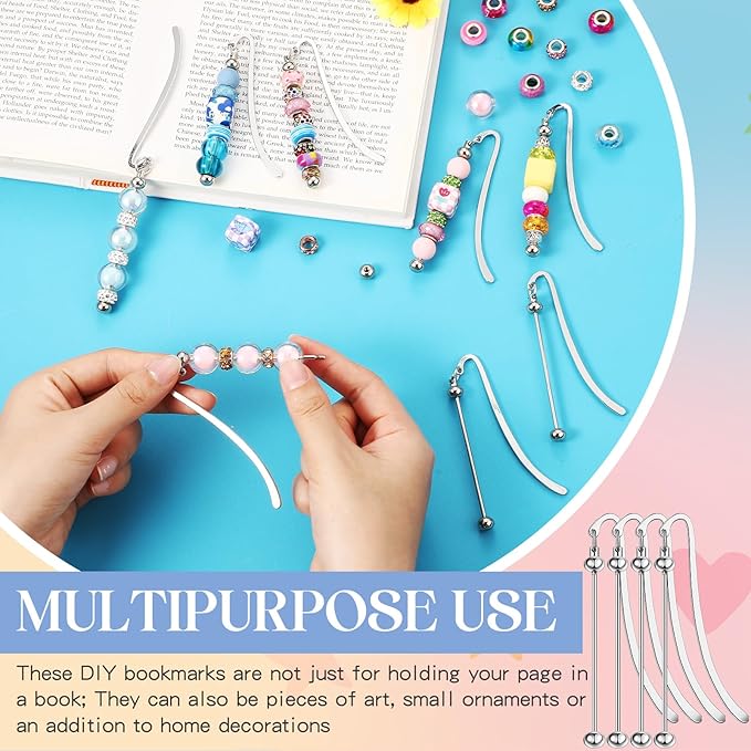 Dunzoom 8 Pcs Beadable Bookmarks DIY Metal Blank Bar Bookmark - Image 2