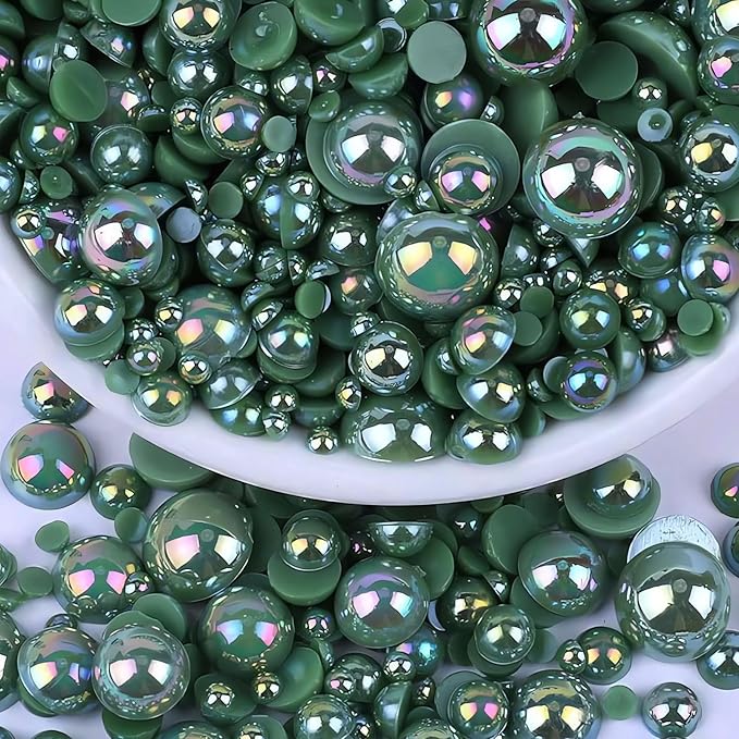 2000PCS AB Color Imitation Half Round Pearls Bead Loose Beads Gems, Mixed Sizes by UYTRDVG