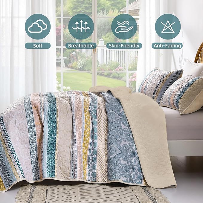 WONGS BEDDING Boho Quilt Set Twin Size - Image 4