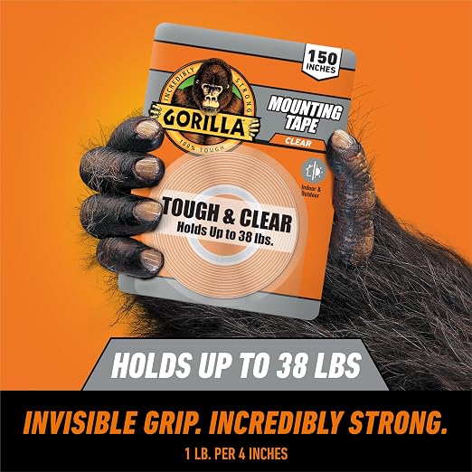 Gorilla Invisible Hold Mounting Tape, Holds up to 15 lbs, Permanent Bond - Image 2