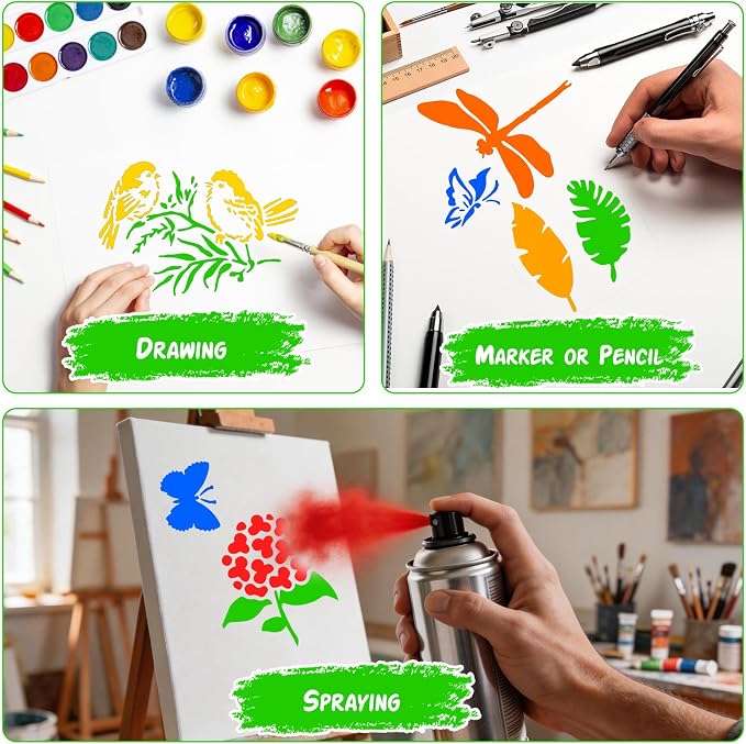 50 Pcs Large Flower Stencils for Painting, 3.94 X 3.94 Inch Flower Stencils for - Image 7