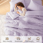 MUXHOMO 7 Pieces King Comforter Set, Seersucker Bed in a Bag King Size - Image 2
