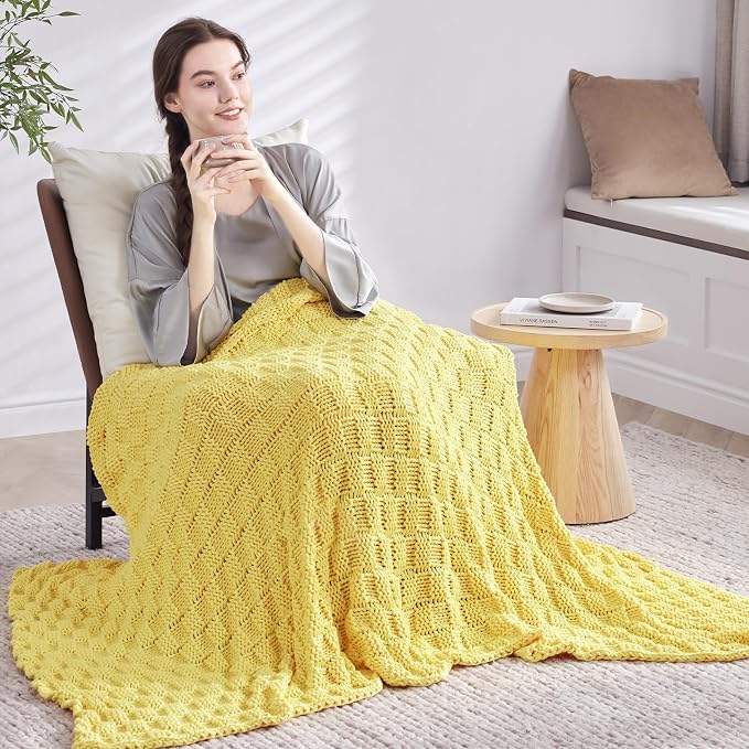 Knitted Weighted Blanket for Adult, No Beads Heavy Blanket 60” x 80'' 20lbs - Image 7