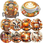 ijbnhd 8 Pcs Diamond Art Coasters Kits Autumn | Diamond Painting Coasters Kit by ijbnhd