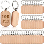 JUXYES 100 PCS Unfinished Wooden Keychain Blanks by JUXYES