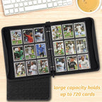 GERMUN 3 Ring 9 Pocket Zipper Card Binder, 720 Double Sided Standard PU Trading - Image 7
