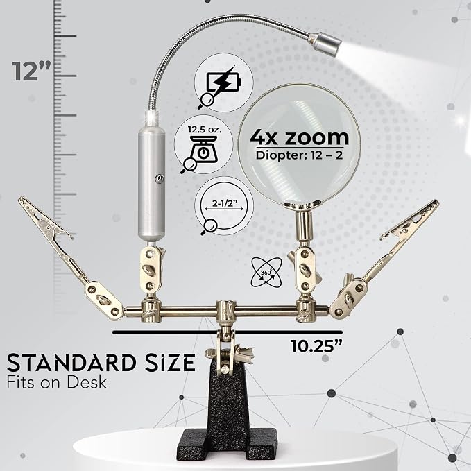 RamPro - Helping Hand Magnifier Glass Stand - Magnifying Lens, Crafting & - Image 2