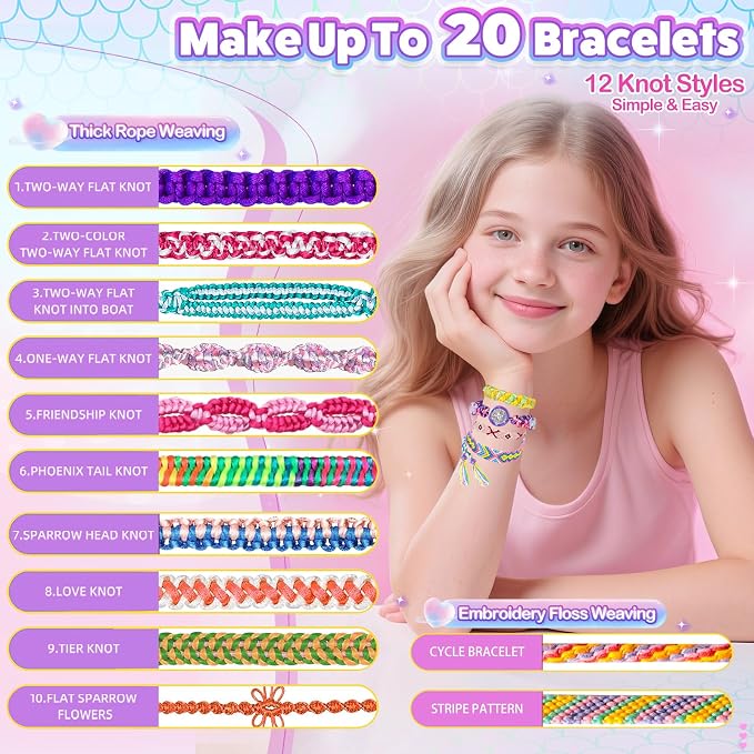 Euclidean Cube 2-in-1 Friendship Bracelet Making Kit, Arts and Crafts - Image 7
