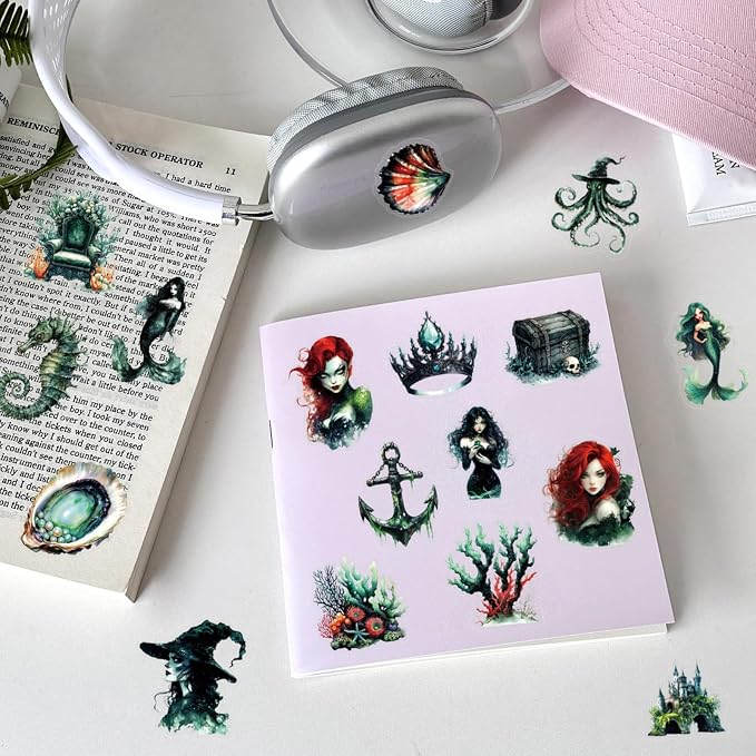 50 Pcs Dark Mermaid Stickers, Retro Style Seabed Deals, Self-Adhesive - Image 4