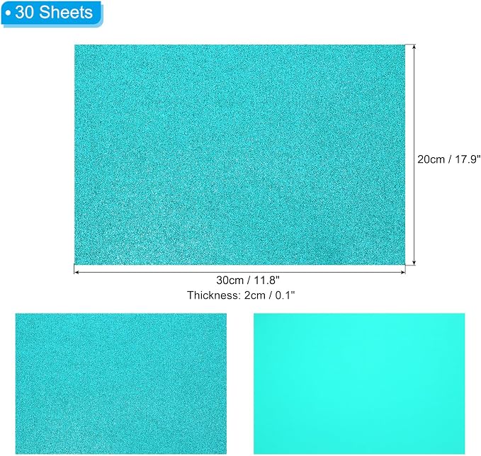 PATIKIL 30Sheets Blue Green EVA Glitter Foam Sheet 11.8 x 7.9 Inch 2mm Thick - Image 2