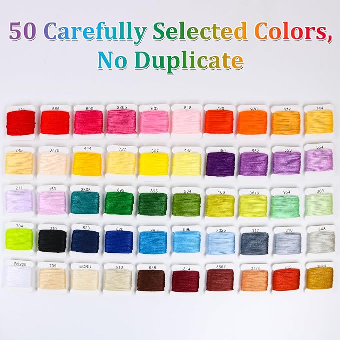 Friendship Bracelet String Kit, 50 Colors Embroidery Floss - Image 4