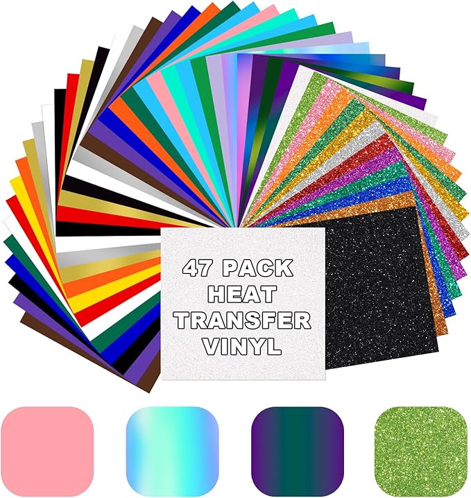 Heat Transfer Vinyl Bundle-47 Pcs 12" x 10" Iron on Vinyl by MEVOREW