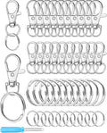 FIVEIZERO 60PCS Silver Swivel Snap Hooks and Key Rings Kit, Lobster Clasps by FIVEIZERO