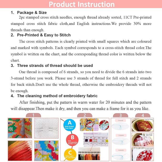 Zhenqing 4 Pack Nature Stamped Cross Stitch Kit - Image 9