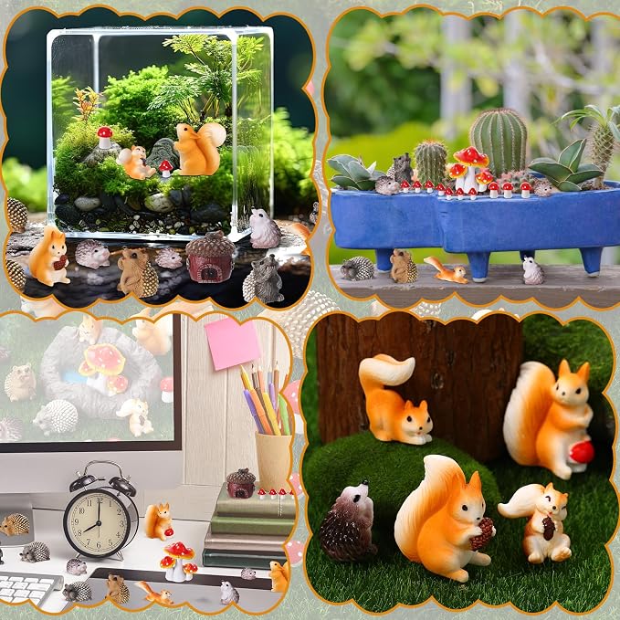 Fairy Garden Accessories, 34 Pieces Resin Squirrel Figures Miniature Garden - Image 4
