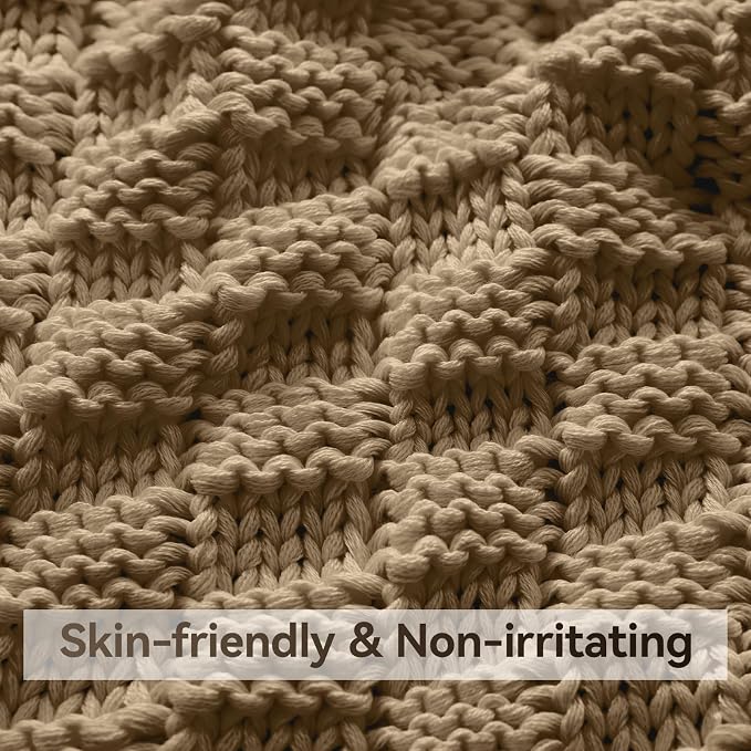 Knitted Weighted Blanket for Adult, No Beads Heavy Blanket 60” x 80'' 12lbs - Image 4