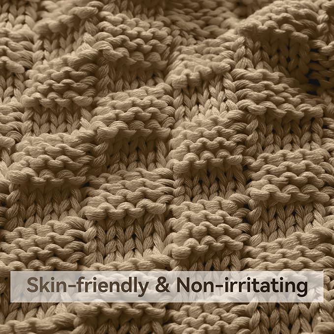 Knitted Weighted Blanket for Adult, No Beads Heavy Blanket 50” x 60'' 7lbs - Image 4
