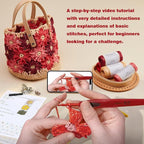 Noocro Crochet Kit for Intermediate or Advanced Level, Floral Raffia Bucket Bag - Image 5