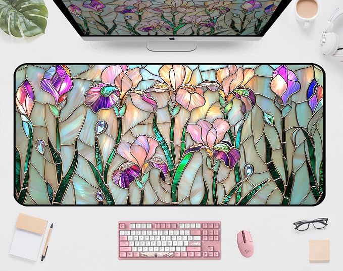 Colorful Flower Desk Mat Mouse Pad XXL, Plant Extended Large Game Mouse Pads by Unknown