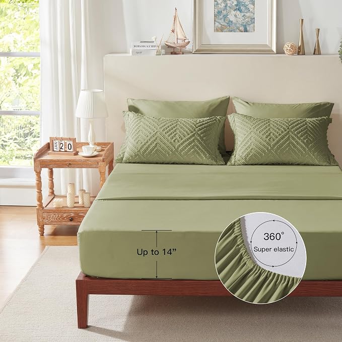 Zzlpp King Comforter Set 7 Pieces, Army Green Tufted Bed in a Bag - Image 7