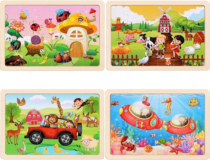 Wooden Puzzles Toys for Kids Ages 3-5, Animals Theme Wood Jigsaw Puzzles - Image 3