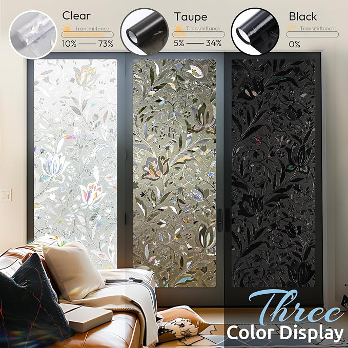 rabbitgoo Window Privacy Film, Stained Glass Cling, Sun Blocking Heat Control - Image 4
