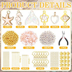 Cunno 776 Pcs Beach Seashell Bag Charm Making Kit, Ocean Coastal DIY Keychain - Image 2