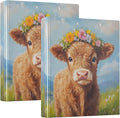 Highland Cow Round Ring Binders 1.5 Inch Cowboy Flower 3 Ring Clipboard Binder by Wamika