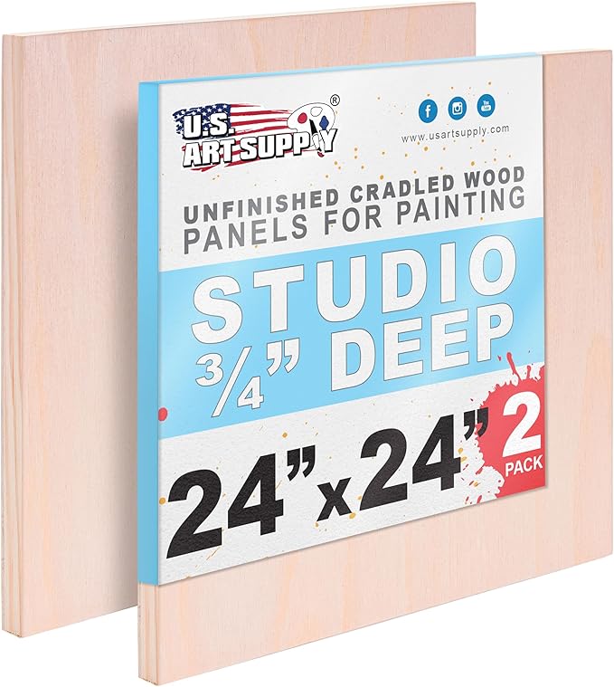 U.S. Art Supply 24" x 24" Unfinished Cradled Wood Panels by USArtSupply