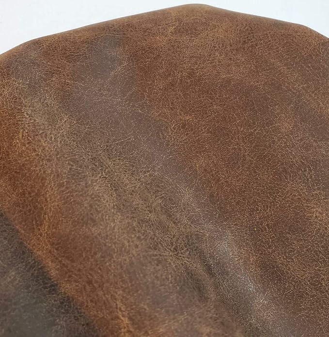 NAT Leathers | Brown Distressed Soft Faux Vegan Leather PU | 1 Yard Cut by the - Image 3