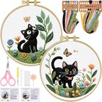 ERKOON Embroidery Kit for Beginners, 2 Set Flower Cross Stitch Set Include by ERKOON