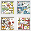 Awesocrafts 4 Pack Cross Stitch Kits, Four Seasons Easy Patterns Cross by Awesocrafts