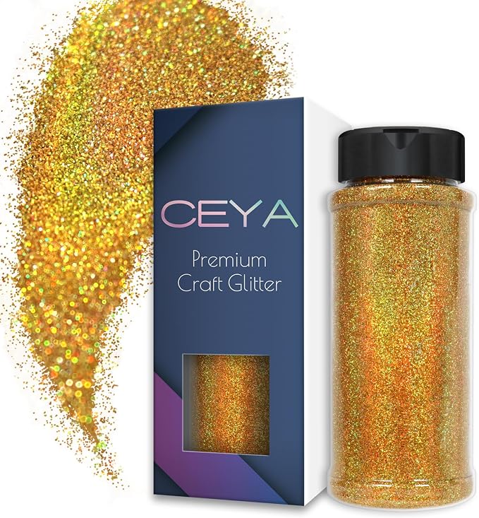 Ceya 3.8oz/ 110g Holographic Ultra Fine Glitter Powder Laser Gold Glitter by CEYA