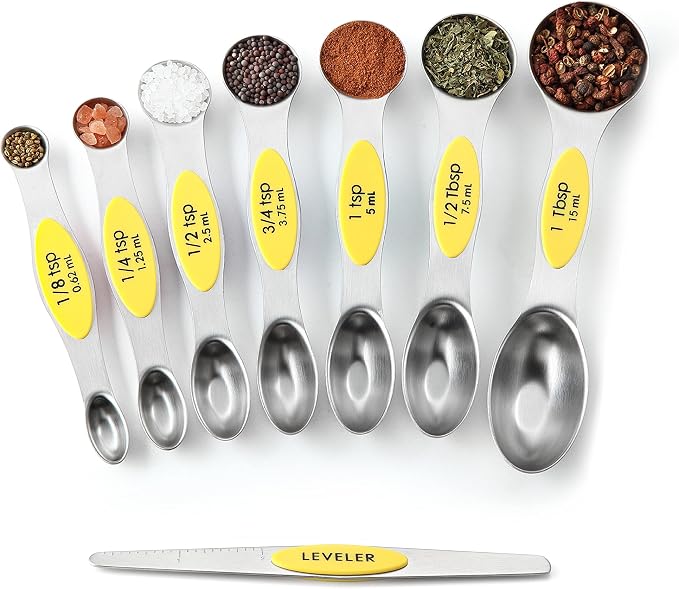 Spring Chef Yellow Stainless Steel Magnetic Measuring Spoons Set of 8 - Image 9