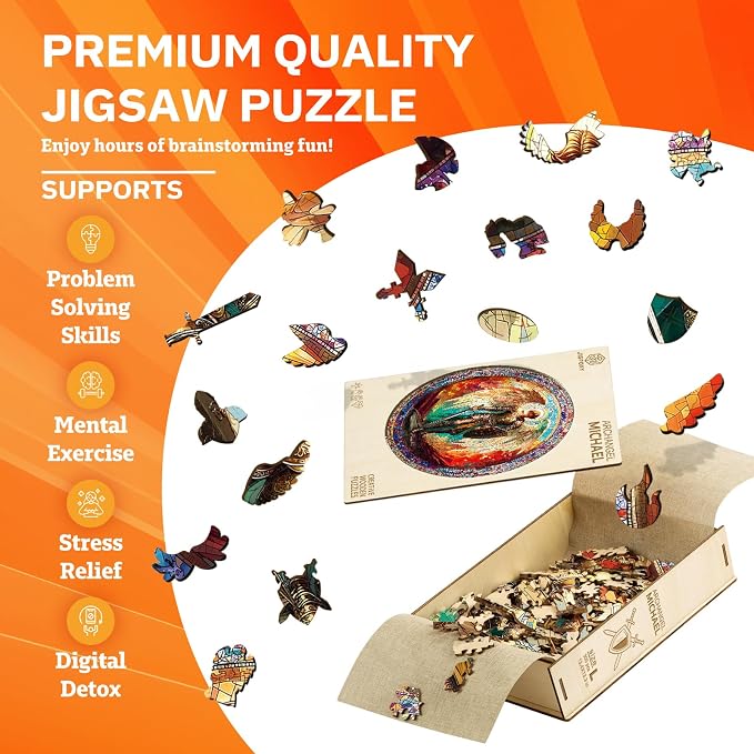 Jigfoxy Wooden Puzzles for Adults, Archangel Michael Wood Puzzles Adult - Image 4