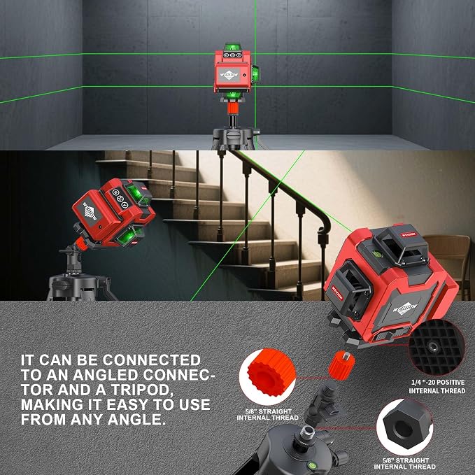 WEIDDW Laser Level 360° Green Cross Line Self Leveling Laser Measuring Tool - Image 5