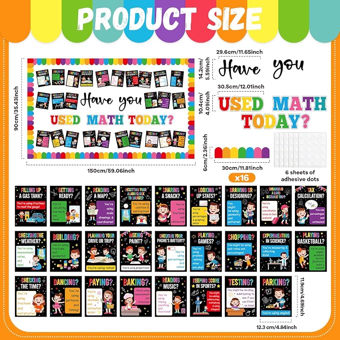 Math Theme Bulletin Board Set Colorful Mathematics Classroom Decoration Have - Image 2