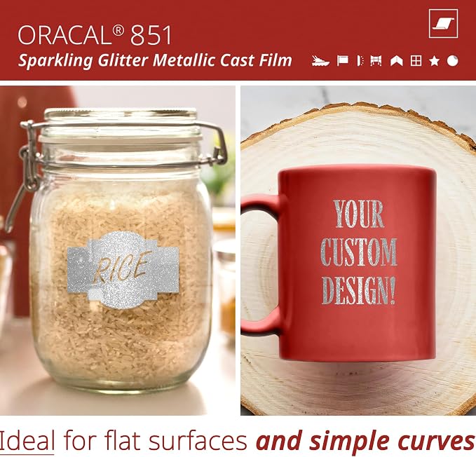 ORACAL 851 Cast Intense Silver Metallic Sparkle Glitter Craft Film Premium - Image 2