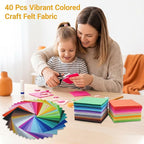 40 Pcs 6x6 Inch Colorful Craft Felt Sheets, Soft Thin Felt Fabric Squares - Image 2