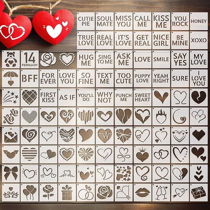 Fainne 100 Pcs 2 Inch Heart Stencils Small Stencils by Fainne