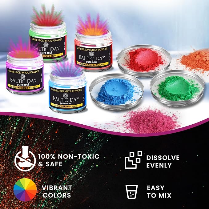 Chameleon Mica Powder, 28 Jars of Color Shift Mica Powder Set - Image 4