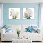 JAPO ART White Coral Wall Art Beach Bathroom Decor Sea Shell Pictures Coastal - Image 5