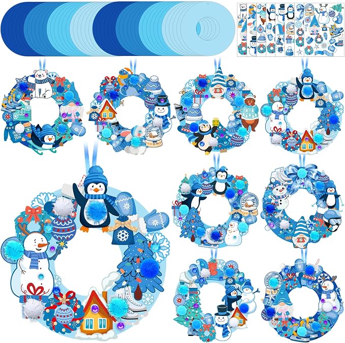 Hollowfly 48 Sets Winter Wreath Craft Kits DIY Snowflake Wreath Ornaments by Hollowfly